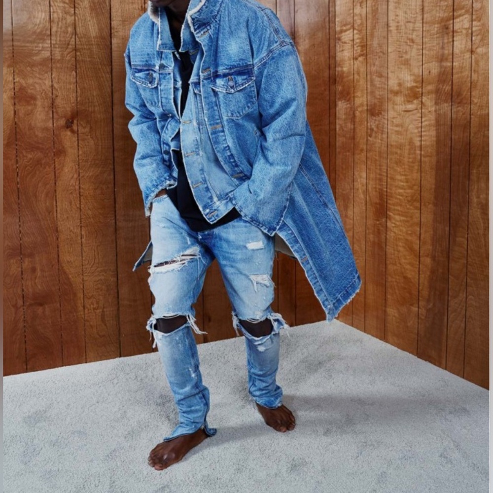 Fear of God Light Blue Distressed Skinny Jeans